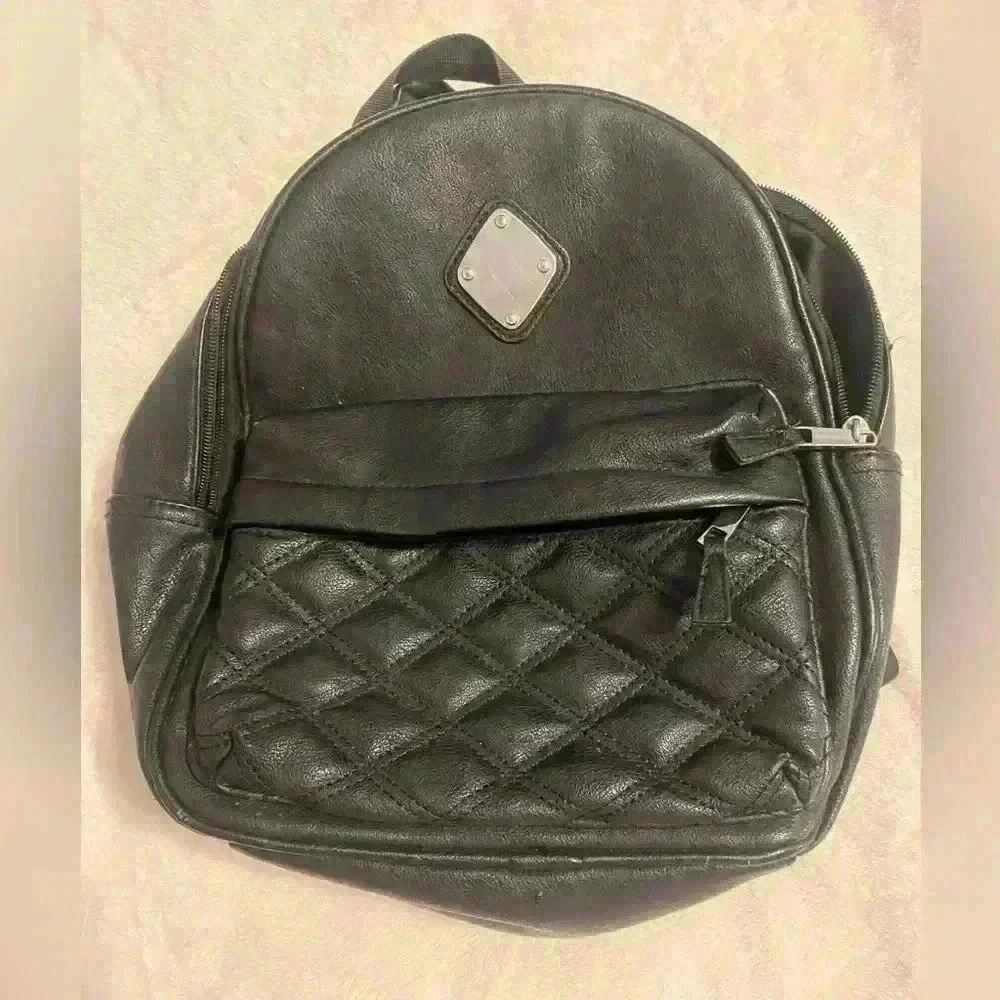 Claire’s Girls black quilted faux leather mini backpack bag